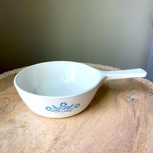 Corning Ware White with Blue Flowers 1 Pt Sauce Pan